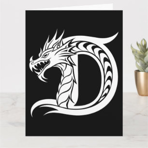 Cartão Dragão - Letra Estiletada D, Dragão - Alfabeto, Mo