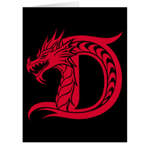 Cartão Dragão - Letra Estiletada D, Dragão - Alfabeto, Mo