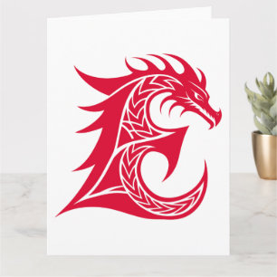 Cartão Dragão - Letra Estiletada E, Dragão - Alfabeto, Mo