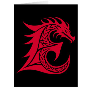 Cartão Dragão - Letra Estiletada E, Dragão - Alfabeto, Mo