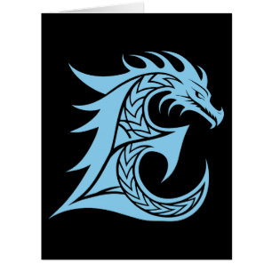 Cartão Dragão - Letra Estiletada E, Dragão - Alfabeto, Mo