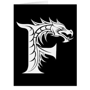 Cartão Dragão - Letra Estiletada F, Dragão - Alfabeto, Mo