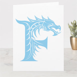 Cartão Dragão - Letra Estiletada F, Dragão - Alfabeto, Mo