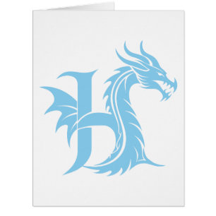 Cartão Dragão - Letra Estiletada H, Dragão - Alfabeto, Mo