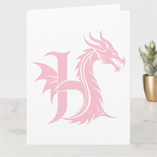 Cartão Dragão - Letra Estiletada H, Dragão - Alfabeto, Mo