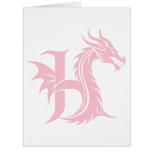 Cartão Dragão - Letra Estiletada H, Dragão - Alfabeto, Mo