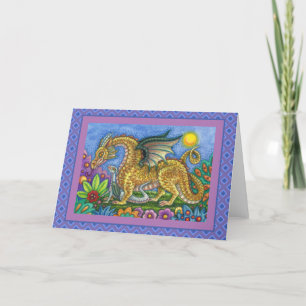 CARTÃO DRAGÃO MEDIEVAL E JARDIM DE ARTE PASTA COLORIDO