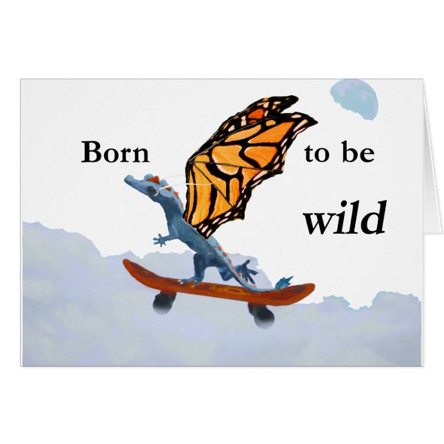 Cartão Dragão no skate (Frente Horizontal)