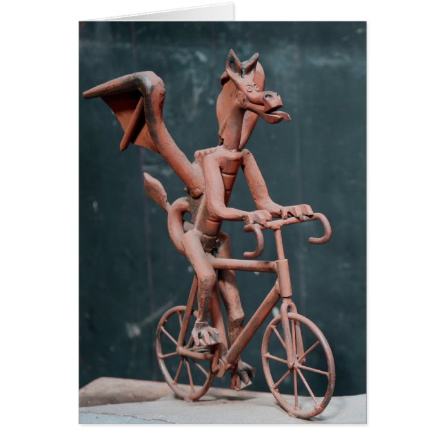 Cartão Dragão numa bicicleta (Frente)