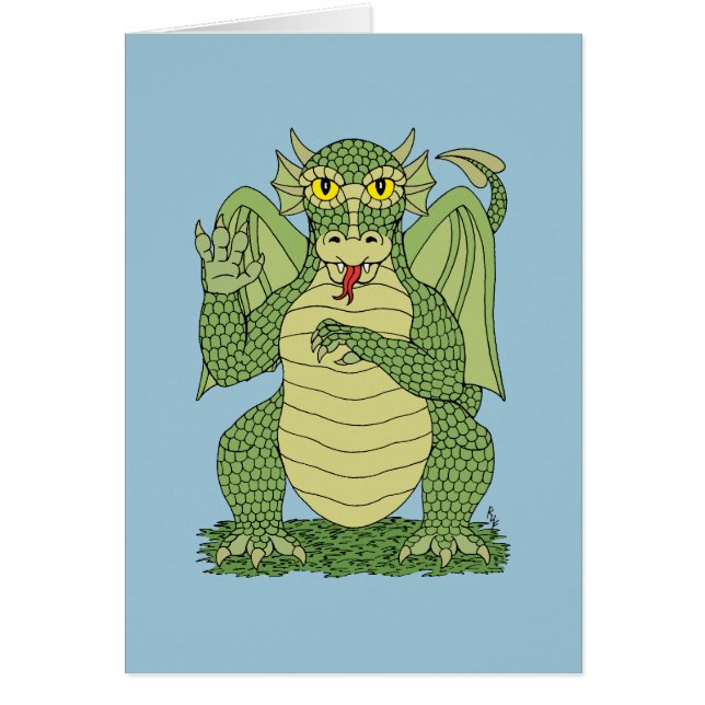 Cartão Dragão Verde Bonito (Frente)