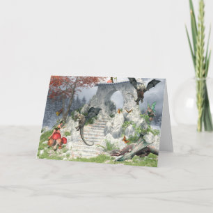 Cartão Dragões Bebês e Fadas Fantasia