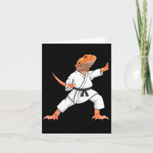 Cartão Dragões engraçados fazendo Karate Samurai Ninja L
