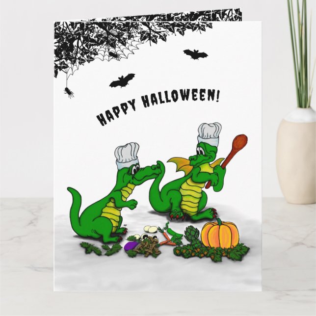 Cartão Dragões - Feliz Halloween! Hoje eu cozinho (Frente)