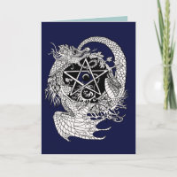 Dragon art nouveau style pentacle~cartões de sauda