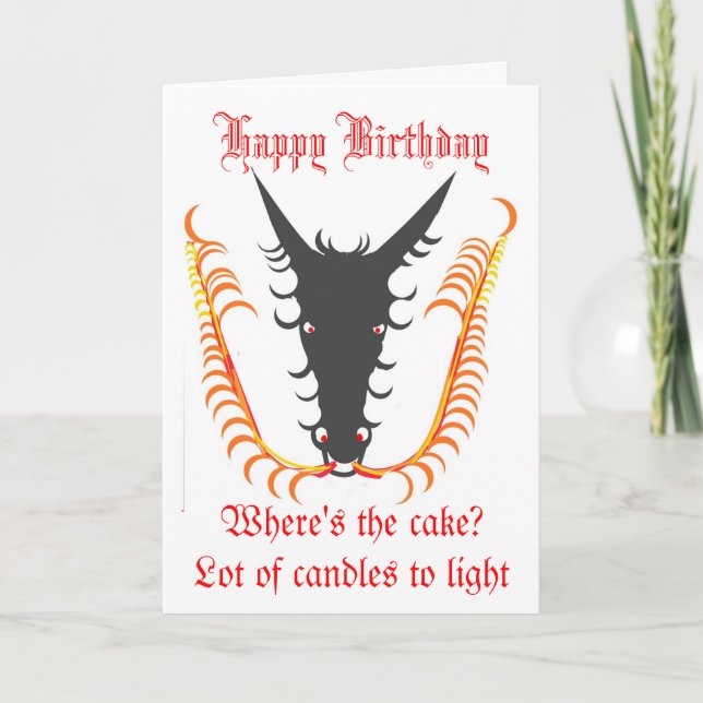 Cartão Dragon Breathing Fire Birthday card (Frente)