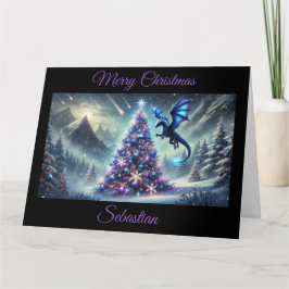 Cartão Dragon Christmas Fantasy Card