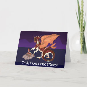 Cartão Dragon Mother and Baby Fantastic Mom Greeting Card