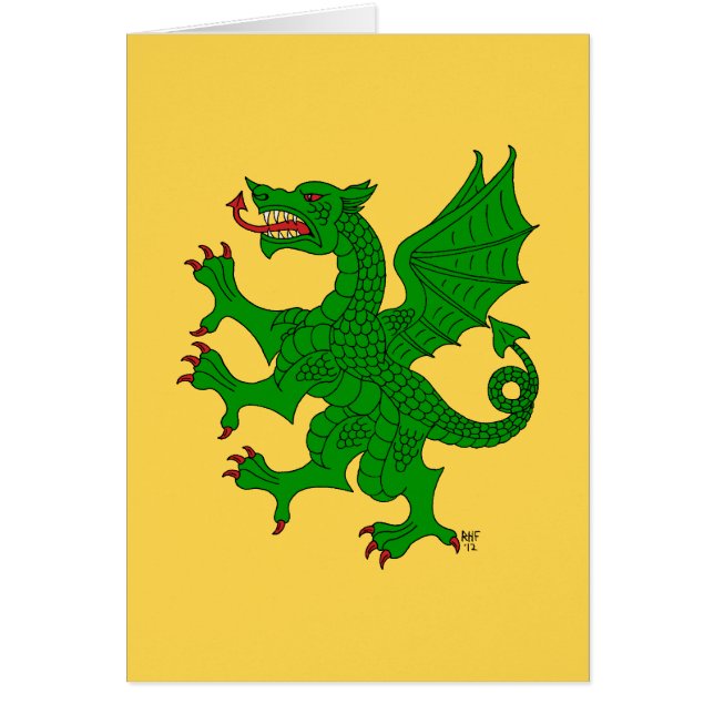 Cartão Dragon Rampant Vert Greeting Card (Frente)