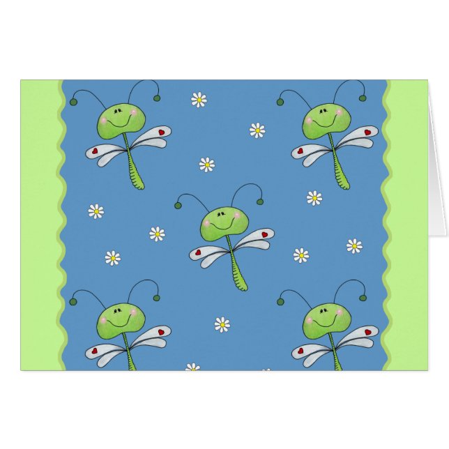 Cartão Dragonflies e Daisies (Frente Horizontal)