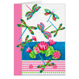 Cartão Dragonflies e Lily Card