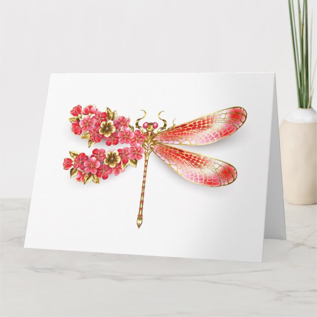 Cartão Dragonfly com joalheria sakura (Frente)