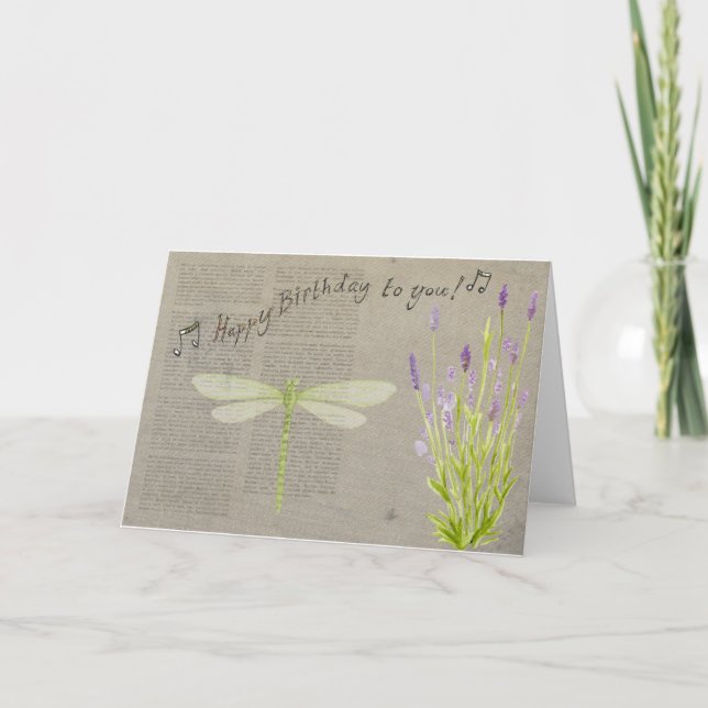 Cartão dragonfly happy birthday (Frente)