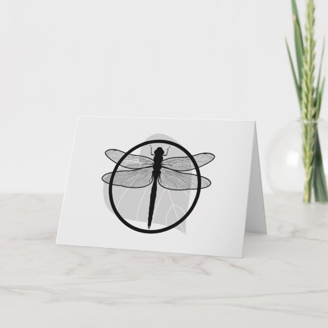 Cartão Dragonfly on Leaf Drawing - Willife Circle Series (Frente)