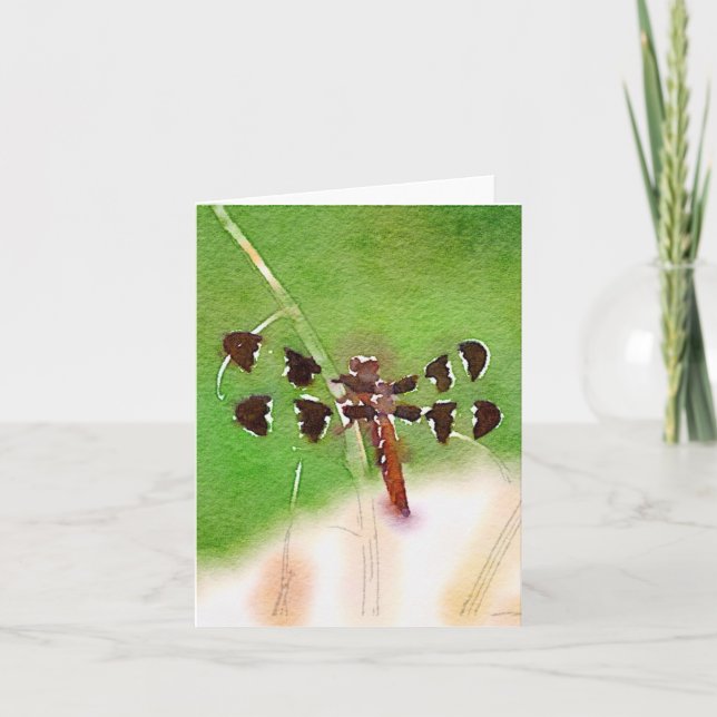 Cartão Dragonfly Resting on grass note card (Frente)