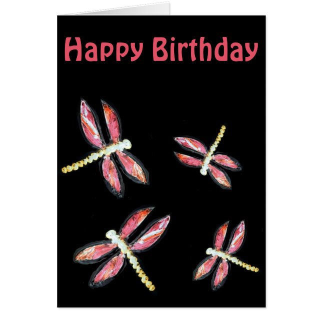 Cartão Dragonfly Rosa Dançante Inseto (Frente)