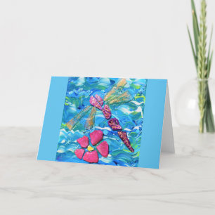 Cartão Dragonfly Sea Glass Mix Media Collage