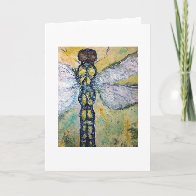 Cartão Dragonfly Watercolor Art Greeting Card (Frente)