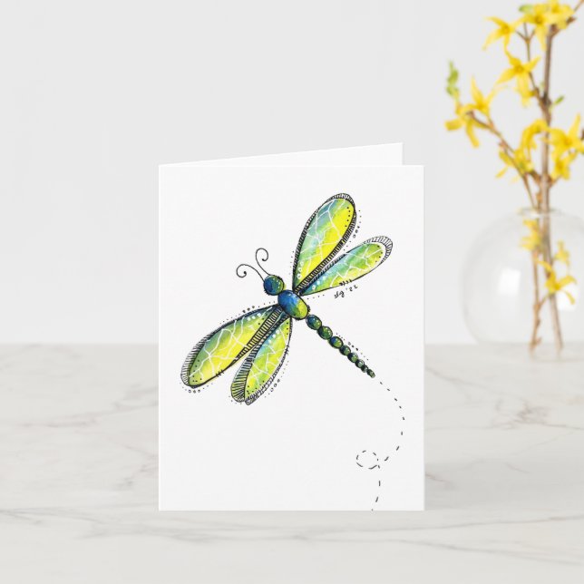 Cartão Dragonfly Whimsical (Flor Amarela)