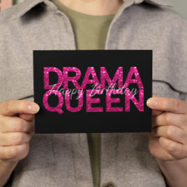 Cartão Drama Queen Pink Glitter Birday Card