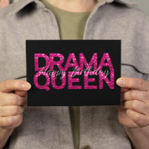 Drama Queen Pink Glitter Birday Card