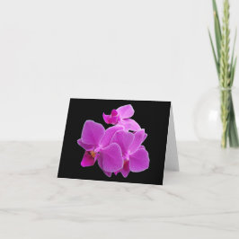 Cartão Dramatic Purple orchids on a black folded card