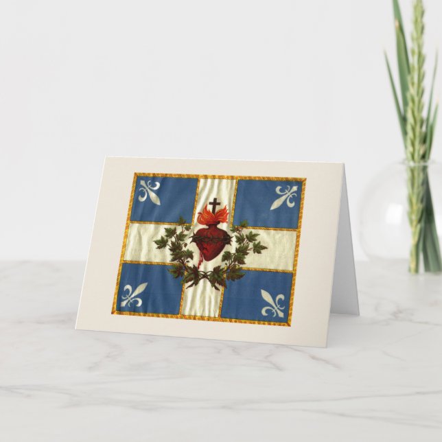 Cartão Drapeau Québec antigo Carillon Sacré-Coeur (Frente)