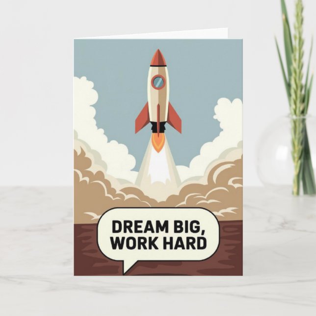 Cartão "Dream Big, Work Hard" Success Motivational Card (Frente)
