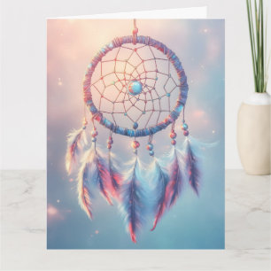 Cartão Dream Catcher com Penas e Miçangas Suaves