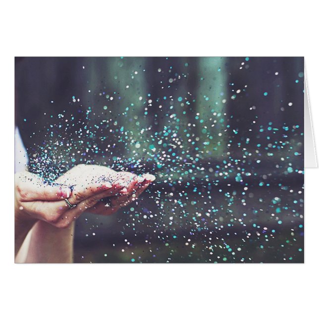 Cartão Dream Whimsic Party Sparkle soprando a arte brilha (Frente Horizontal)