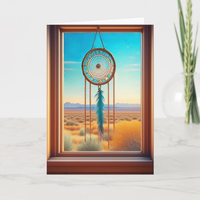 Cartão Dreamcatcher em uma Janela do Deserto (Frente)