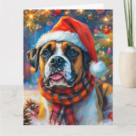 Cartão Dreamer English Boxer Puppy Christmas Watercolor