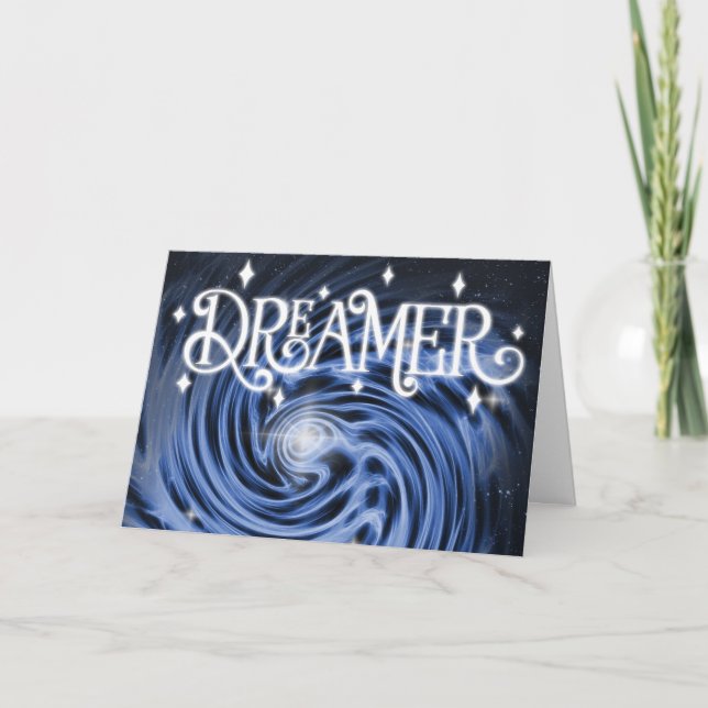 Cartão "Dreamer" Vortex Azul no Espaço "Feliz Aniversário (Frente)