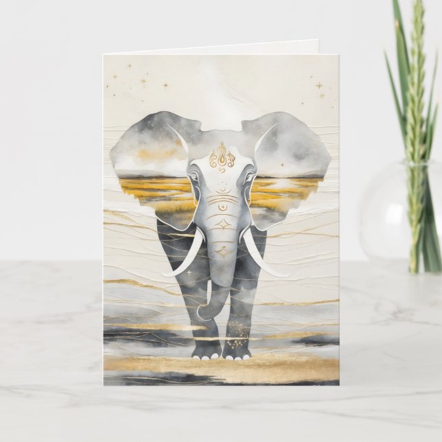 Cartão Dreamwoven Guardian Elephant Greeting Card (Frente)