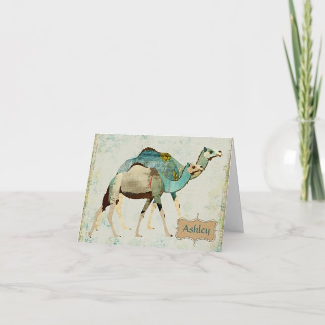 Cartão Dreamy Blue Camels Notecard (Frente)