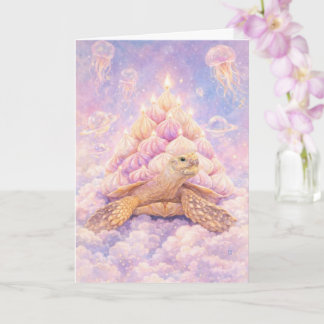 Cartão Dreamy Pastel Zefir Birthday turtle in clouds 
