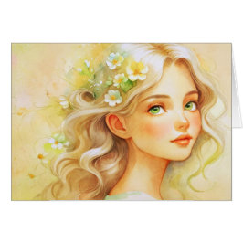 Cartão Dreamy watercolour  portrait 