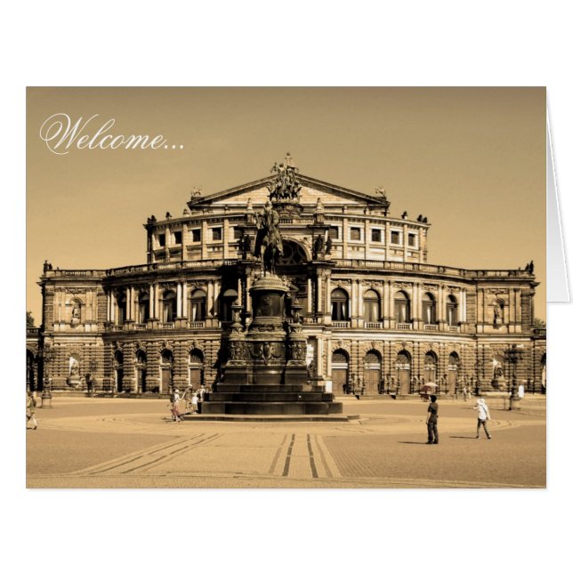 Cartão Dresden Semperoperon na Praça do Teatro (Frente horizontal)