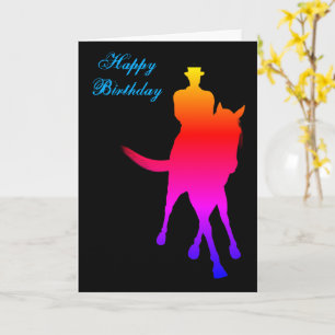 Cartão Dressage Horse Rider Color Silhouday