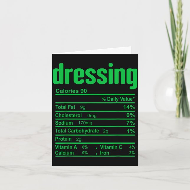 Cartão Dressing Nutrition Facts Family Matching Christmas (Frente)