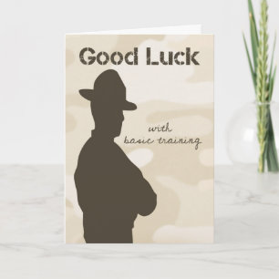 Cartão Drill Sergeant Silhouette w/ Camouflage Good Luck